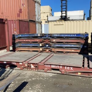 20ft x 8ft Used Flat Rack Shipping Container – CSC Plated Heavy-Duty Steel Container