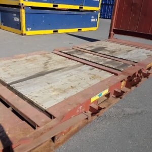 20ft x 8ft Used Flat Rack Shipping Container – CSC Plated Heavy-Duty Steel Container
