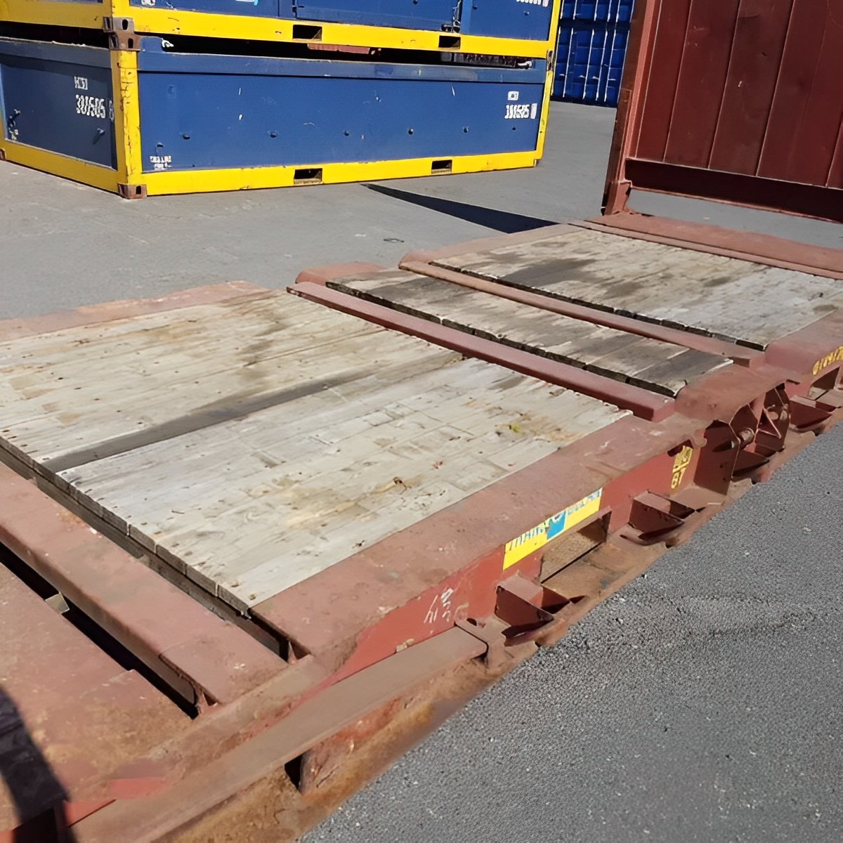 20ft x 8ft Used Flat Rack Shipping Container – CSC Plated Heavy-Duty Steel Container
