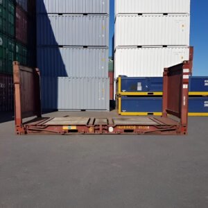 20ft x 8ft Used Flat Rack Shipping Container – CSC Plated Heavy-Duty Steel Container
