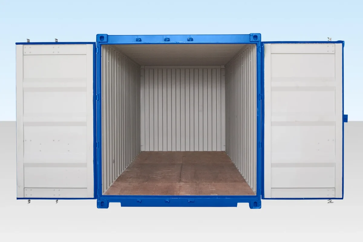 20ft Self Storage Container with Bamboo Floor – Blue (RAL 5010)