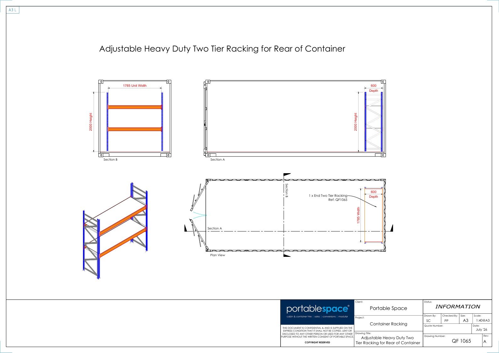Heavy Duty Container Racking Kit - Two Tier