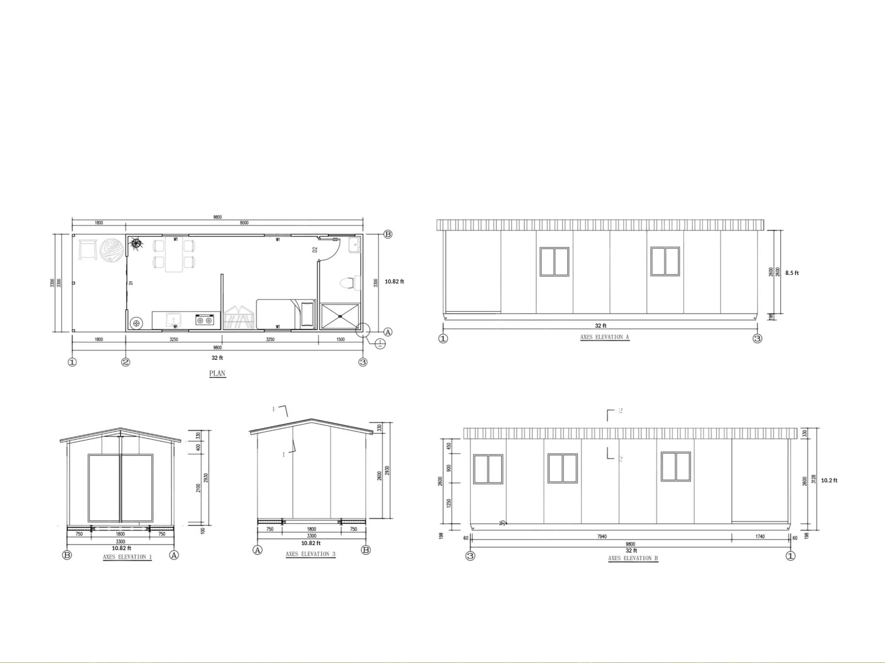 KLW-750 320sqft Prefab Cabin with Bathroom & Kitchen